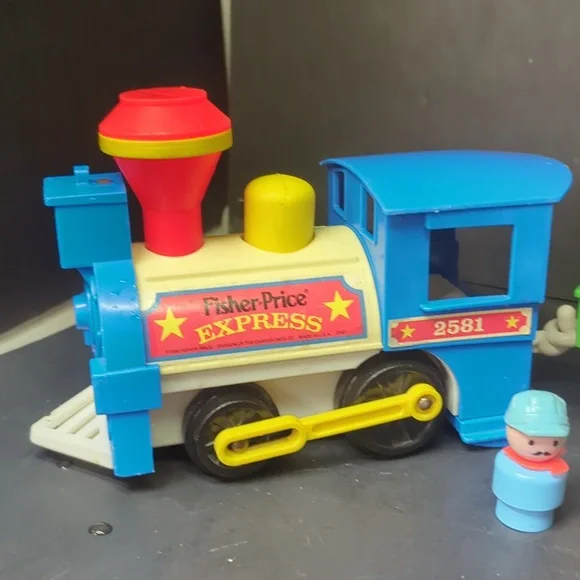 #1 OG Vintage 1973 Fisher Price #991 Little People Train 2581 figures& animals - Picture 5 of 16